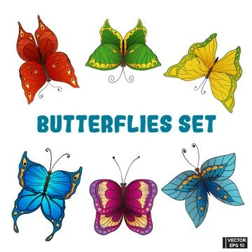 Set of colored butterflies. Stockillustratie