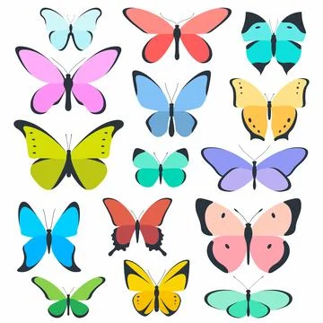 Set of colored butterflies Stock Illustration
