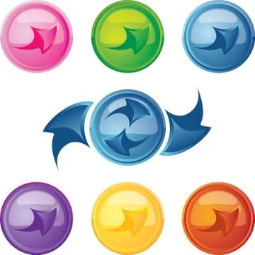 Set colored buttons with arrows Stock Illustration