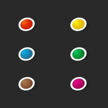 Set of colored buttons for design on a dark background. . Stock Illustration