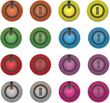 Set on/off colored buttons Stock Illustration
