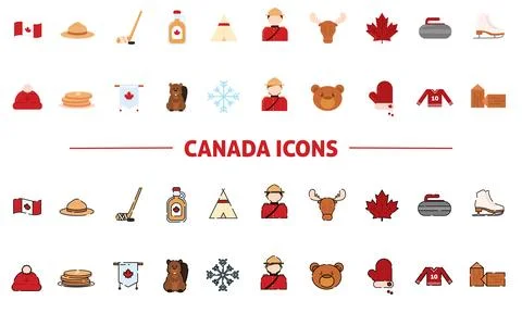 Set of colored canada icons Vector Stock Illustration