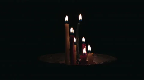 A set of colored candles burning time-lapse Stock Footage 35252865