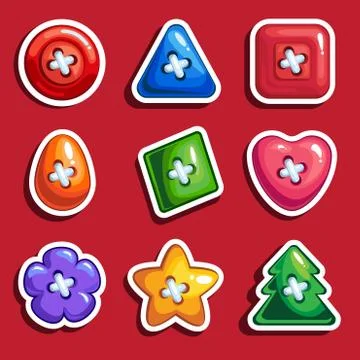Set of colored cartoon buttons for clothes. Vector illustration Stock Illustration