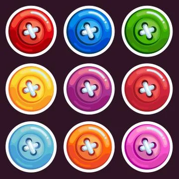 A set of colored cartoon buttons Illustrazione stock