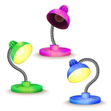 Set of colored cartoon table lamp included. Stock Illustration