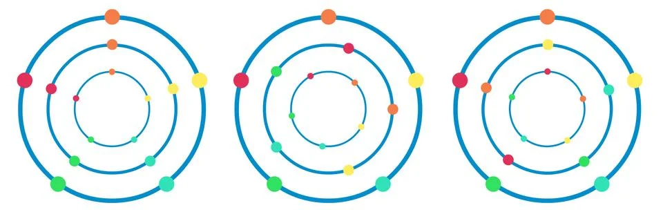 Set - colored circles on a circle. Stock Illustration