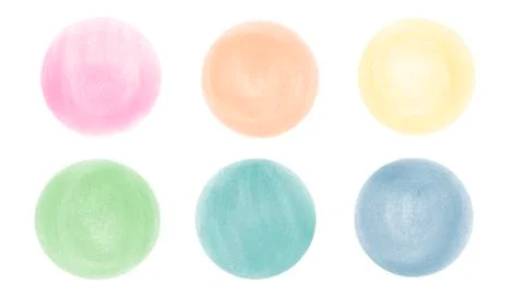 Set of colored circles. Illustration with colored chalk. Hand-drawn bright st Stock Illustration