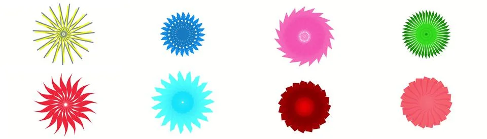 Set of colored circular patterns. Decoration or decor. Stock Illustration