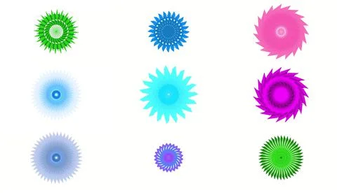 Set of colored circular patterns. Decoration or decor. Stock-Illustration