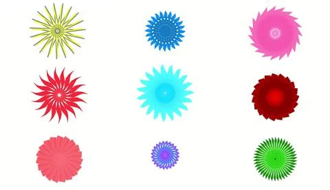 Set of colored circular patterns. Decoration or decor. Illustrazione stock