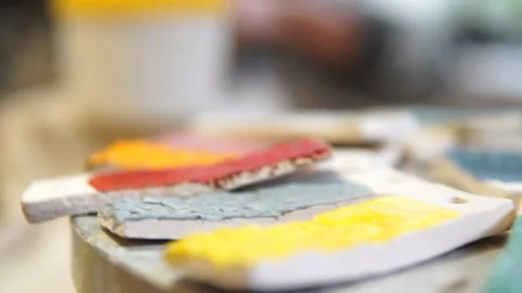 Set of Colored Clay on a spinning wheel Vidéo 162812162