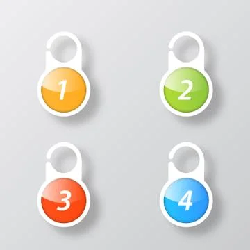 Set of colored coat hangers on the door . Stock Illustration