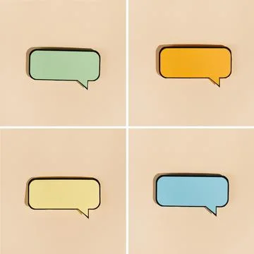 Set colored comic bubbles beige background Stock Photos