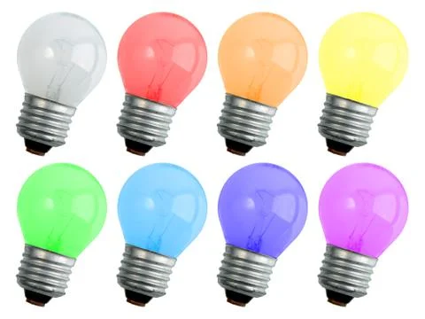 Set of colored compact lighting lamps Stock Photos
