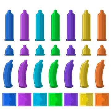 Set of Colored Condoms Stock-Illustration