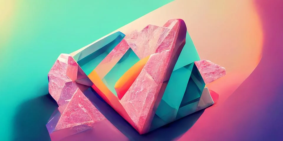 Set of colored crystals. Beautiful light heaven crystal. World of crystals. Stock Illustration