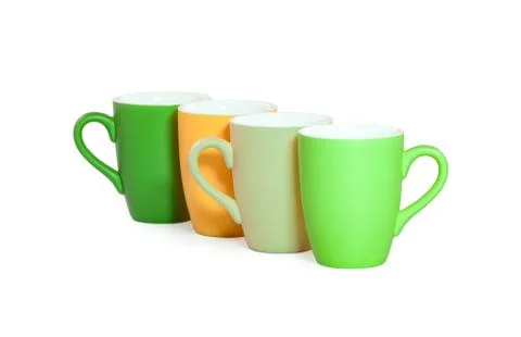 Set of colored cups isolated on white background Stock-Fotos