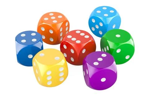 Set of colored dice, 3D rendering Stock Illustration