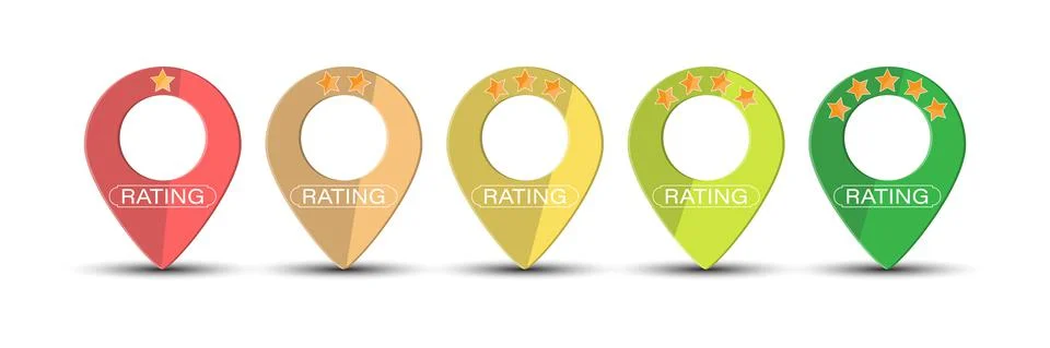 Set of colored dots for a map with a rating Stock Illustration