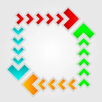 A set of colored dotted arrows , the frame of the arrows Stock Illustration