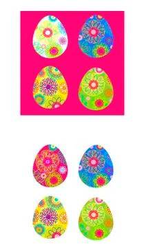 Set of colored Easter eggs with a bright pattern. Vector illustration.  Stockillustratie
