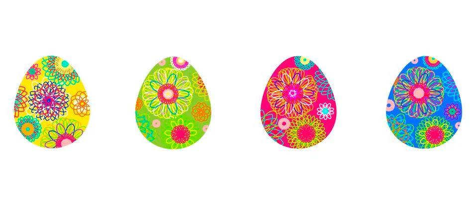 Set of colored Easter eggs with a bright pattern. Vector illustration  Stockillustratie