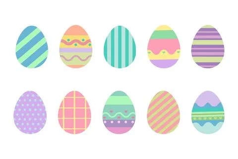 Set of colored Easter eggs icons. Easter decorative elements Illustrazione stock