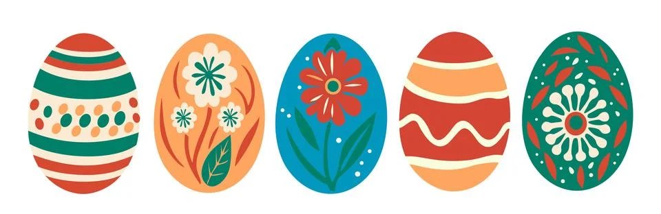 Set of Colored easter eggs vector isolated. Illustrazione stock