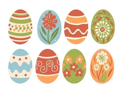 Set of Colored easter eggs vector isolated. Stock Illustration