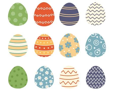 Set of colored easter eggs. Vector illustration in flat style Stock Illustration