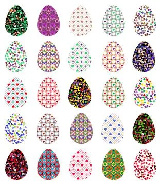 Set of colored Easter eggs. Vibrant colors and patterns. Traditional Easter Stock Illustration