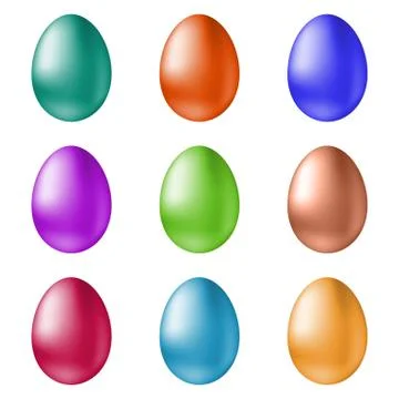 Set of colored Easter eggs on a white background Stock Illustration
