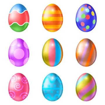 Set of colored Easter eggs on a white background 스톡 일러스트