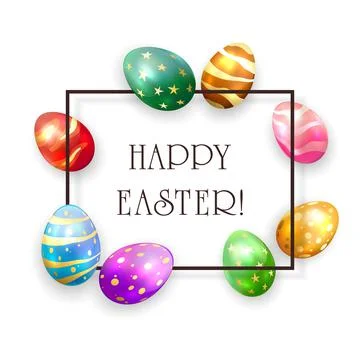 Set of Colored Easter Eggs on White Background Illustration