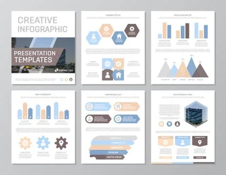 Set of colored elements for multipurpose a4 presentation template slides with Stock Illustration