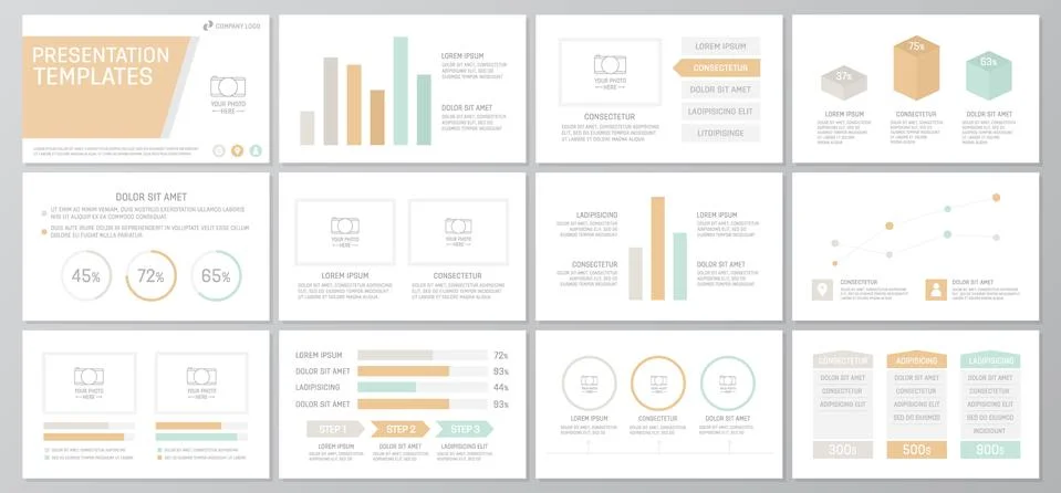 Set of colored elements for multipurpose presentation template slides with 스톡 일러스트