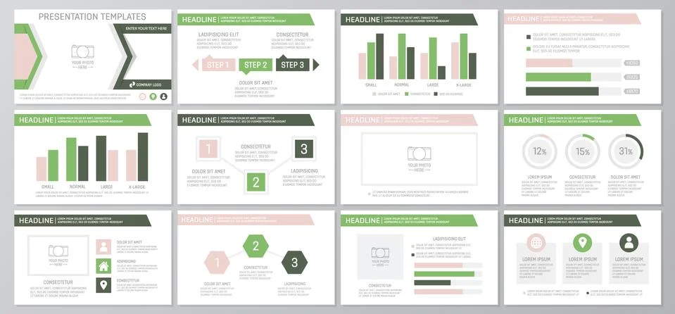 Set of colored elements for multipurpose presentation template slides with イラスト素材