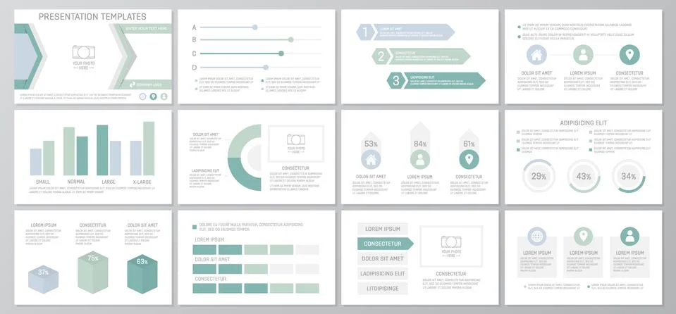 Set of colored elements for multipurpose presentation template slides with イラスト素材