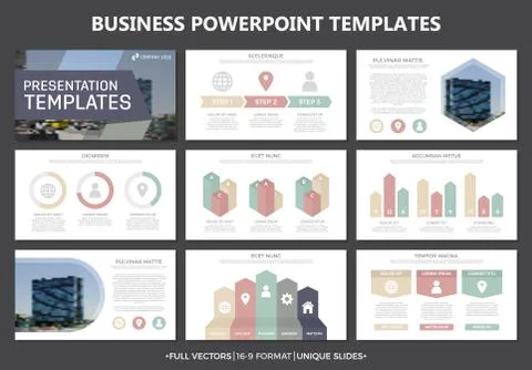 Set of colored elements for multipurpose presentation template slides with Stock Illustration