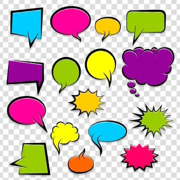 Set colored empty comic book bubble Stock Illustration