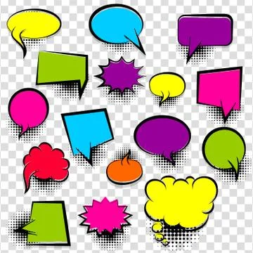 Set colored empty comic book bubble Stock Illustration