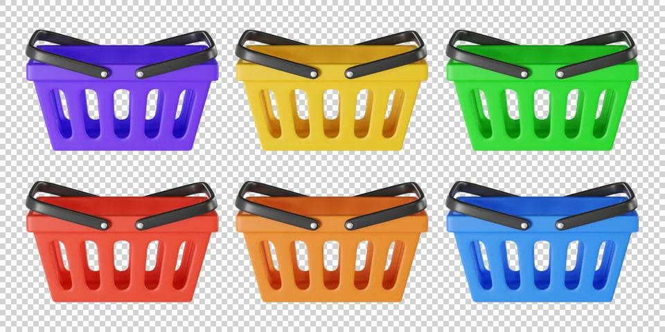 Set of colored empty Shopping Cart for food Stock Illustration