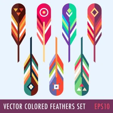 Set of colored feathers Stock Illustration