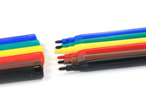 Set of colored felt-tip pens Stock Photos
