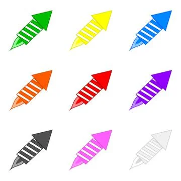 Set of Colored Fireworks isolated on white background. Vector illustration. 스톡 일러스트