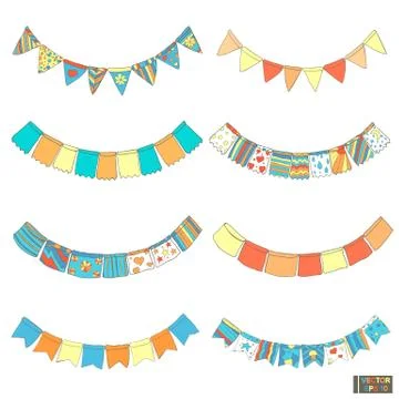 Set colored flags hand drawing Stockillustratie