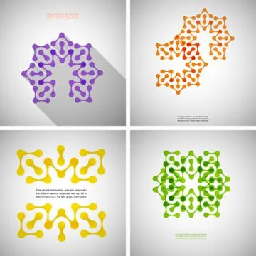 Set of colored flat tech patterns Illustrazione stock