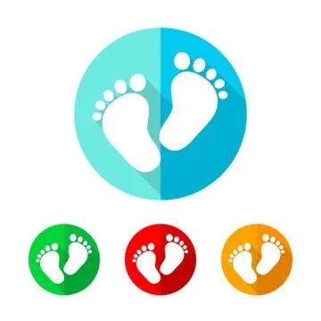 Set of colored footprint icons. Vector illustration. Stock Illustration