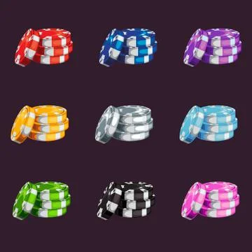 A set of colored game chips Stock Illustration